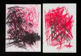 Jan-Henri Booyens, Abstract in Red and Black I; Abstract in Red and Black II, two, 2008, pastel and pencil on paper