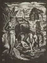 Armando Baldinelli, Anni Frenda – La Bella e il Cavaliere (The Cold Years – The Beauty and the Knight), 1934, woodcut on onion skin paper