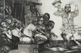 Diane Victor, The Raising of Comrade Lazarus, etching on paper
