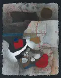 Fred Schimmel, Untitled (Abstract in Red and Grey), monotype with mixed media on handmade paper