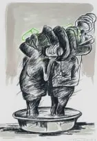 Thokozani Madonsela, Miscommunication, 2017, pastel and ink on paper