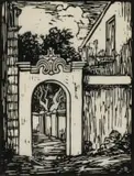 Jacobus Hendrik Pierneef, Ou Poortjie, Stellenbosch (Nilant 14), linocut on paper
