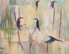 Philip Badenhorst, Abstract Birds, oil on board