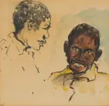 Double Portrait of a Man by Nita Spilhaus, watercolour and pencil on paper, offered Oct 2025