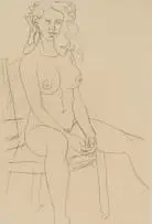 Douglas Portway, Seated Nude, lithograph and chine collé on paper