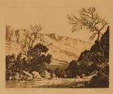 Tinus de Jongh, Bains Kloof, Cape, etching on paper