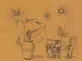 Maggie Laubser, Study of Flowers in a Vase, 1928, pencil on paper