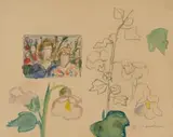 Maggie Laubser, Portrait and Flower Studies, sketch, watercolour and pencil on paper