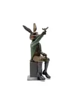 Rabbit Butterfly by Carol Cauldwell, painted and patinated bronze, on a painted steel base, sold Oct 2025