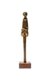 Michael Fleischer, Figure Holding Fish, bronze, on a wooden base