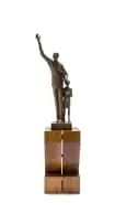 Maureen Quin, Mandela and Child, 2001, bronze with a brown patina and wooden base