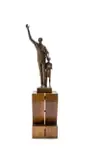 Maureen Quin, Mandela and Child, 2001, bronze with a brown patina and wooden base