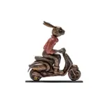 Carol Cauldwell, Rabbit on a Vespa, painted and patinated bronze, on a painted steel base