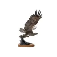 Arend Eloff, The Fish Eagle, bronze with a brown patina, on a wooden base