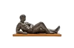 Jean Doyle, Reclining Nude, bronze with a gray patina on a wooden base