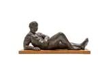 Jean Doyle, Reclining Nude, bronze with a gray patina on a wooden base