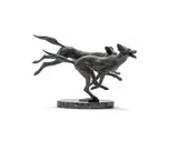 Llewellyn Davies, Wild Dogs, bronze with a green patina, on a granite base