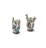 Ardmore Ceramic Studio, Salt and pepper holders with bird and flower decoration, two
