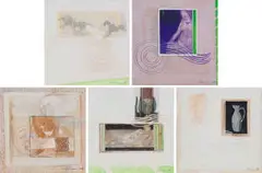 Lionel Abrams, Johannesburg Stamps, five, 1978, mixed media on paper