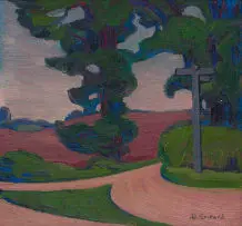 Bertha Everard, Kimpton Landscape, oil on canvas laid down on board