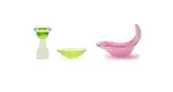 Paul Kedelv - Flygsfors, Two bowls and candlestick, hand-blown glass