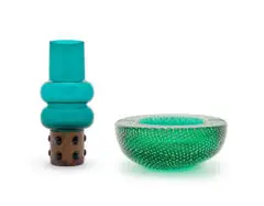Nanny Still, Nanny Still vase for Raak and bullicante ashtray, glass and copper