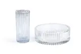 Soga, Ribbed vase and bowl, pressed glass