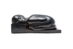 Caroline Stacey, Figure in Child's Pose, bronze with verdigris patina