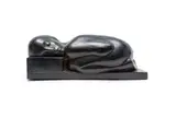 Caroline Stacey, Figure in Child's Pose, bronze with verdigris patina