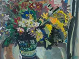 Gerhard Batha, Vase of Flowers, gouache on paper