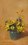 Daisies in a Vase by Adriaan Boshoff, oil on canvas, sold Sep 2025