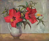 Conrad Theys, Hibiscus in a White Jug