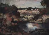 Walter Battiss, Landscape with Houses, 1941, oil on canvas