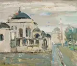 Sidney Goldblatt, Jerusalem, oil on board