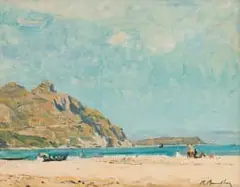 Robert Broadley, Chapman’s Peak from Hout Bay, oil on canvas laid down on board