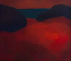 Josef Osser, Red Landscape, oil on board