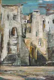 Sidney Goldblatt, Street View, Jerusalem, oil on board
