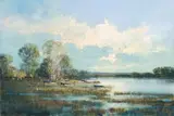 Mel Brigg, Sunlit Vlei with Boats