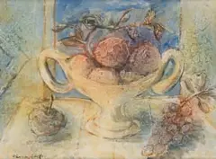 Christo Coetzee, Still Life with White Bowl and Fruit, 1992, oil and enamel on board