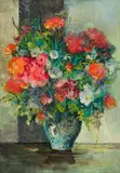 Jan Dingemans, Mixed Flowers in a Vase, oil on board