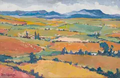 Bransom William Strapp, Farm Landscape, oil on canvas