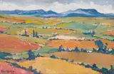 Bransom William Strapp, Farm Landscape, oil on canvas