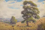 Edward Charles Moore, Extensive Landscape with Cattle Grazing, oil on board
