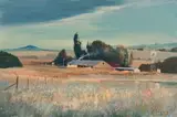 Christopher Tugwell, Farmhouse with Windmill, oil on canvasboard