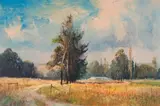 Christopher Tugwell, Landscape with Gravel Road, oil on board