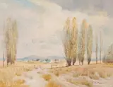 Christopher Tugwell, Rural Landscape with Farmstead in the Distance, oil on board
