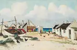 David Botha, Cottages in Arniston, 1976, oil on board