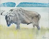 Gordon Vorster, Wildebeest, oil on canvas laid down on board