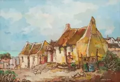 Kobus Louw, Visser Huisies (Fishermen's Cottages), oil on board