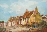 Kobus Louw, Visser Huisies (Fishermen's Cottages), oil on board